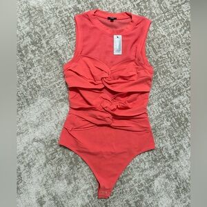 Express Coral Textured Top bodysuit